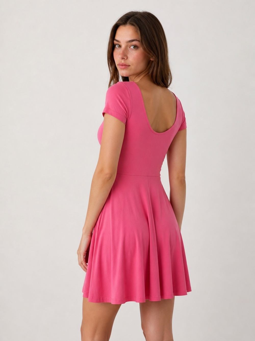 bp Pink Scoop-Back Skater Dress